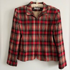 Vintage N Touch Plaid Wool Zip Up Jacket